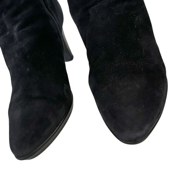 AQUATALIA Black Suede Ankle Boots Booties Stacked Heel Zippered Womens Size 8.5 - Picture 5 of 10